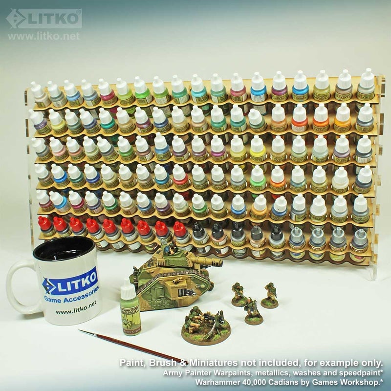 LITKO Paint Organizer Storage Rack | Miniature Model Hobby Paint Holder Caddy Stand | 18mL Dropper Bottle Shelf | Wall Mount | Portable | Compatible with Vallejo and Army Painter (108 Holes) - Image 2